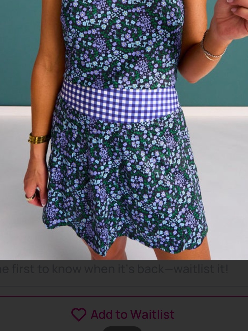 SSYS XL NWOT Floral and Blue Gingham Pleated Scallop Pickleball Skort
